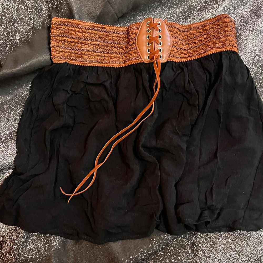 Black skirt with brown waist band
